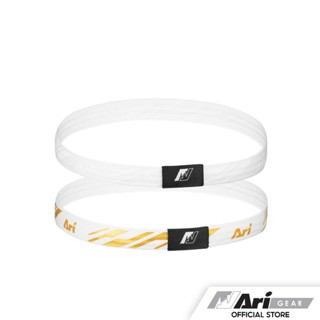 ARI SLASH ELASTIC HEADBAND - WHITE/GOLD/WHITE สายคาดศีรษะ อาริ เฮดแบนด์ สีขาว