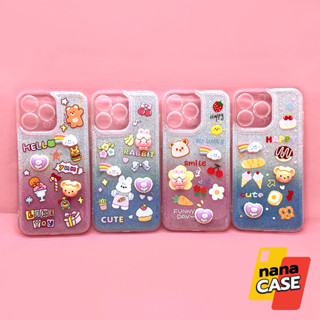 ไอโฟน 11 SAM A04 A14 A34 A23 เคสมือถือนิ่ม TPU ใสกันเลนส์กล้องแผ่นรองกากเพชรไล่สีพิมพ์ลายการ์ตูนน่ารักติดอะไหล่นูน