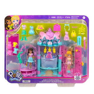 Polly Pocket Glam It Up Style Studio Playset พอลลี่ พ็อกเกต เพลย์เซตสตูดิโอยูนิคอร์น พร้อมตุ๊กตา 2 ตัวและแอกเซสซอรี