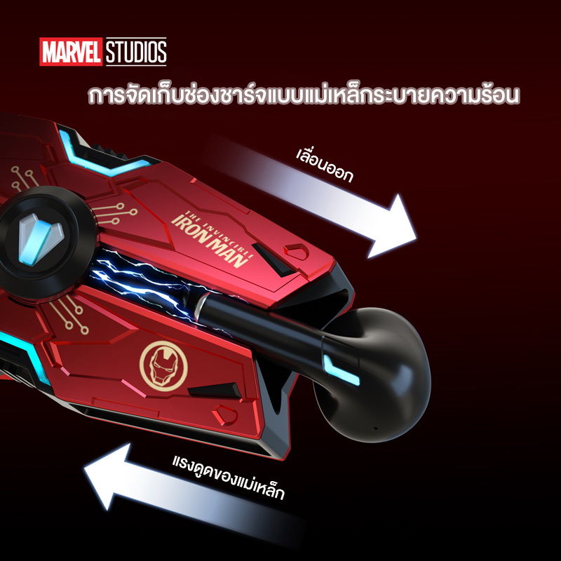 Marvel-EJ-300 หูฟังไร้สาย Bluetooth หูฟัง Gaming สัมผัสอัจฉริยะ Iron Man กัปตันอเมริกา เพลง โหมดคู่ ชุดหูฟังไมค์
