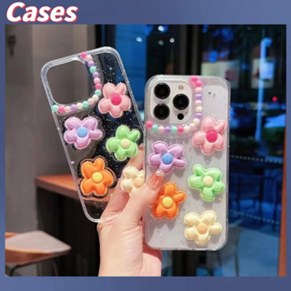 คูปองเคลม🎀เคสไอโ case for iphone 11 12 ดอกไม้ห้าสีสามมิติ เคส 14 13 12 11 pro max เคสโทรศัพท์ใสกันกระแทก