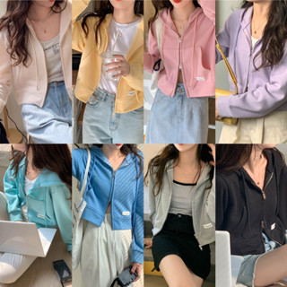 Somedays_closet l🌷พร้อมส่ง🌷Ruby top เสื้อคลุมแขนยาวทรงครอปมีฮู้ด สไตล์เกาหลี