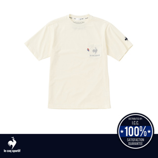 le coq sportif เสื้อเทรนนิ่ง ออกกำลังกาย ผู้ชาย สีขาว(T-shirt, เสื้อยืด, เสื้อออกกำลังกาย, lecoq, เลอค็อก)