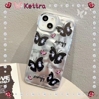 💜Kettra💜ป้องกันการหล่น ขอบเต็ม iPhone 11 14 pro max ผีเสื้อ เงิน หวานเท่ เรียบง่าย ระดับสูง แฟชั่น case for iPhone 12 13