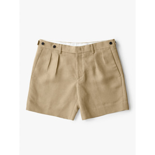 [JBB*] YELLOW BEIGE TENCEL LINEN TWO-TUCK SHORTS เจบีบี กางเกงขาสั้น ผ้าเทนเซลและลินิน เส้นใยธรรมชาติ กางเกงขาสั้นสองจีบ