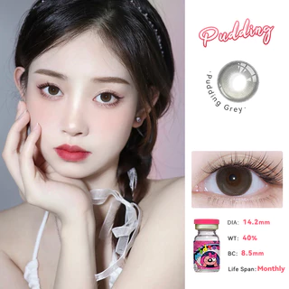 Midroo เลนส์หวานๆ คอนแทคเลนส์สีกรองแสงคอนเทค Pudding Grey/Pink ค่าสายตาปกติ Contact Lens 14.2mm