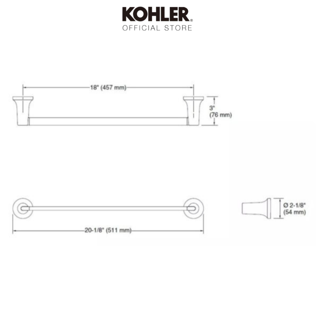 KOHLER Setra 24 in towel bar ราวแขวนผ้าเดี่ยว 24 นิ้ว รุ่นเซทรา สี