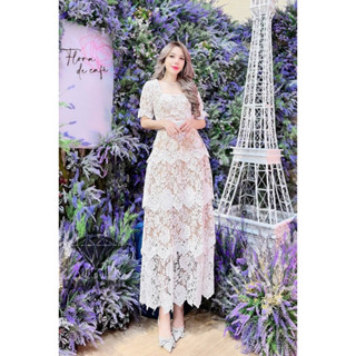 เดรสลูกไม้สีขาว กระโปรงชั้นๆ Love lady