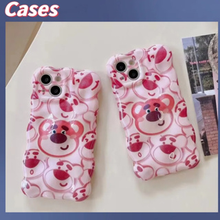 คูปองเคลม🎀เคสไอโ case for iphone 11 12 cute strawberry bear เคส 14 13 12 11 pro max เคสมือถือกันกระแทก