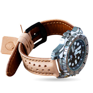 สายนาฬิกา สายหนังแท้ แฮนด์เมด HARAL-2COLORS (นาฬิกาไม่รวมในรายการขาย)Natural-Buttero Handmade leather watch cuff