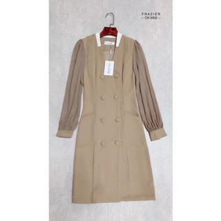 [มือ 1] ป้าย Frazier Sz.M เดรสน้ำตาลแขนซีทรู🧥