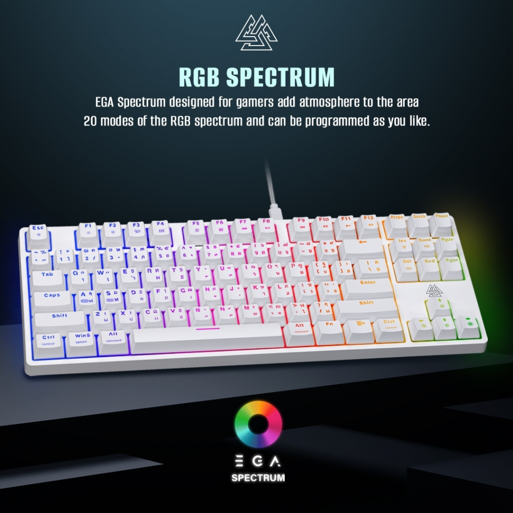 คีย์บอร์ดเกมมิ่ง EGA TYPE CMK2 Mechanical Keyboard CIY full RGB TKL 80%