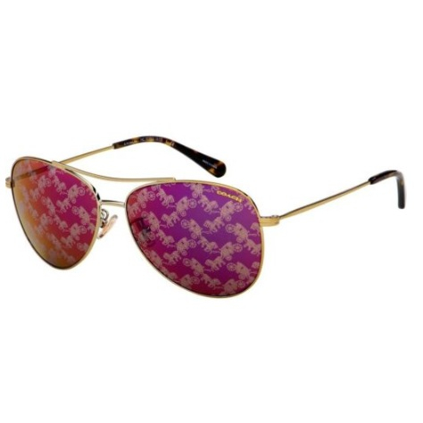 แว่นกันแดด COACH-HC7079-9005AC Aviator Sunglasses Light Gold Burgundy ของใหม่มือ1 ของแท้100%