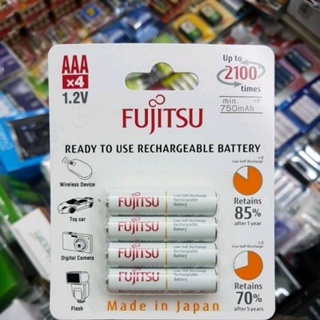 ถ่านชาร์จ Fujitsu AAA 4ก้อน Typ.800mAh min.750mAh HR-4UTCEX(4B) ของใหม่ ของแท้บริษัท