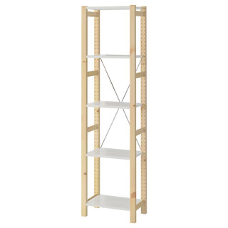 IKEA ชั้นวางของมินิมอล IVAR อิวาร์ ชั้นวางของ, ไม้สน/โลหะ ขาว, 48x30x179 ซม.