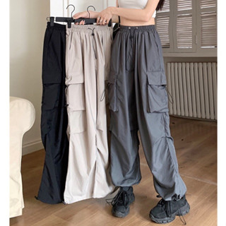 Daily (2393) กางเกงขายาว cargo pants กางเกงทรงคาร์โก้ ผ้านิ่ม บางเบาใส่สบาย แมทช์ง่าย 2