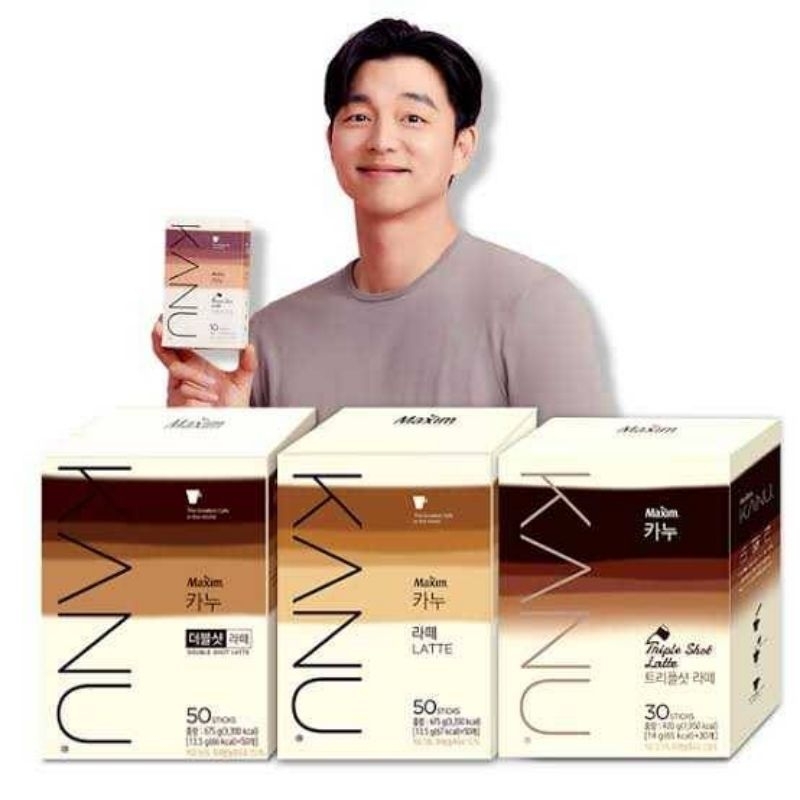 กาแฟเกาหลีสำเร็จรูปMaxim KANU Double Shot Latte, ลาเต้, Triple shot กาแฟสำเร็จรูปแม็กซิม ขนาด10 ซอง,