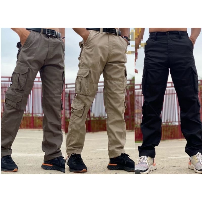 🔥ส่งใน 1-3 วัน🔥คาร์โก้แปดกระเป๋า เอว 30-42" ครบไซต์ ปักโลโก้หลังกระเป๋า มีหูเข็มขัด #6