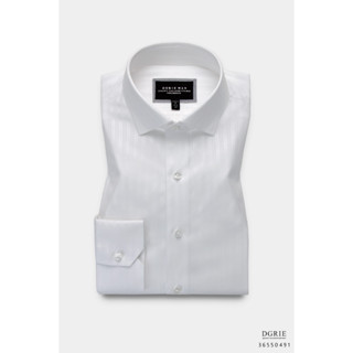 Cotton Triple Twill W/B Stripes White shirt - เสื้อเชิ้ตผ้าคอนตอนสีขาวลายทาง