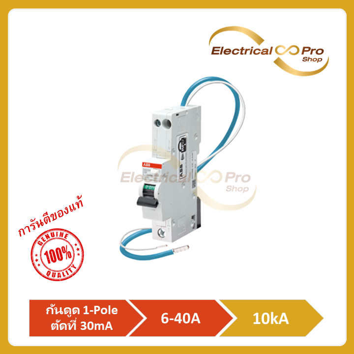 ABB อุปกรณ์ป้องกันไฟฟ้ารั่ว กันดูด ชนิด RCBO, Type AC, 1-Pole มีทั้งพิกัด 10kA (DSE201MC6AC30-DSE201