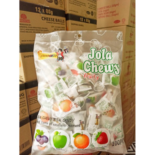 jola chewy Fruity ลูกอมรสผลไม้ หนึบหนับเคี้ยวอร่อยเพลิน 350. กรัม แพ็คละ 100. ชิ้น