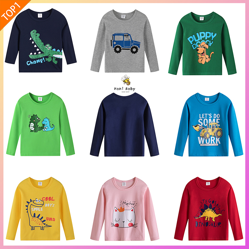 สินค้าพร้อมส่ง เสื้อเด็กแขนยาว 0017 เสื้อยืดเด็กลายน่ารัก พร้อมส่งไซส์ 90-130