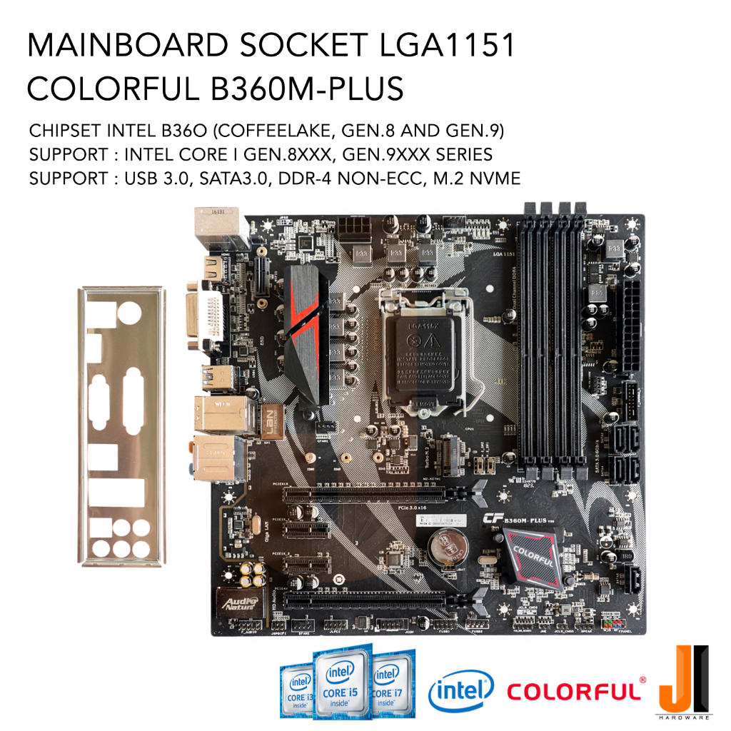 Mainboard Colorful B360M-Plus (LGA 1151) รองรับ CPU Gen.8XXX และ Gen.9XXX Series (มือสองสภาพดีมีการรับประกัน)