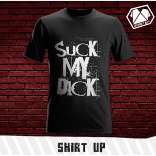 เสื้อยืดคอกลมสีดำ Suckmydick