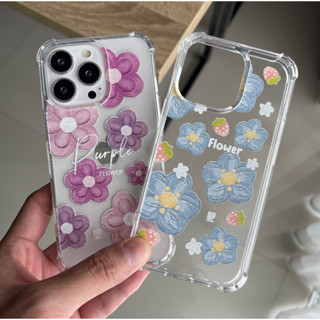 เคสใสดอกฟไม้ รุ่น iPhone  (เคสมือถือไอโฟน) ดอกฟ้า/ดอกม่วง