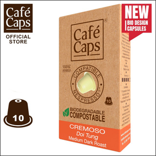 Cafecaps NES CRE 10 - แคปซูลกาแฟ Nespresso Compatible Cremoso (1 กล่อง X 10 แคปซูล) -กาแฟคั่วเข้มกลาง อาราบิก้าจากดอยตุง