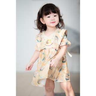 FM-Dress ลูกสาว ลายกระต่ายสุดน่ารัก มี 2 สีจ้า  เหลือง กับ น้ำเงิน