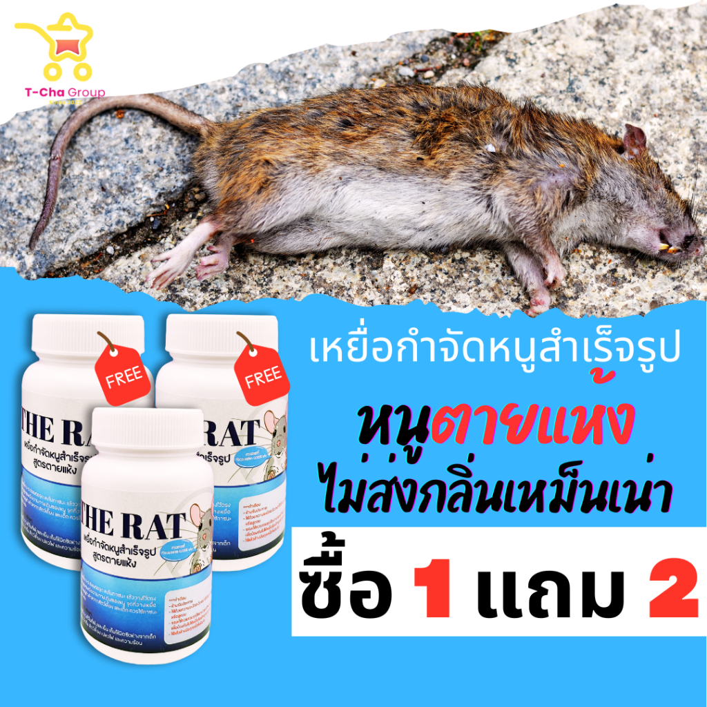 (1 แถม 2) ได้ 3 กระปุก The Rat เหยื่อกำจัดหนูสำเร็จรูป สูตรตายแห้ง หนูตายไม่ส่งกลิ่นเหม็นเน่า ราคา ถูกที่สุด ดีลบีเคเค