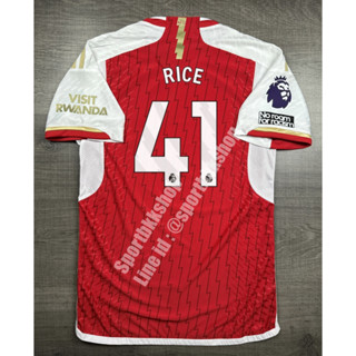 [Player] - เสื้อฟุตบอล Arsenal Home อาร์เซน่อล เหย้า 2023/24 เกรดนักเตะ อาร์ม EPL เบอร์ชื่อ 41 RICE