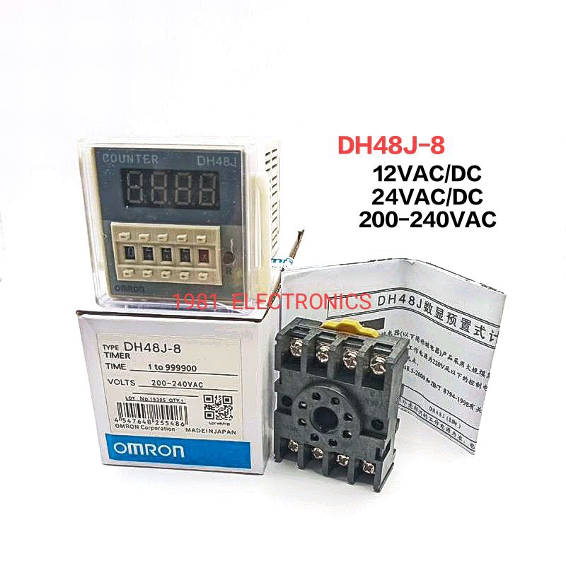 DH48J-8 COUNTER DIGITAL พร้อมฐาน เคาน์เตอร์ดิจิตอล 0-9999 12V 24V 110V 220V