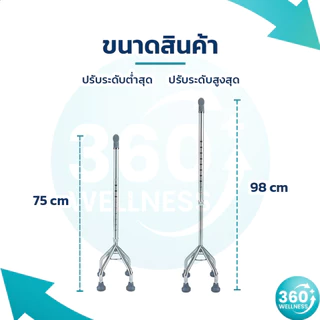 [360wellness มี 4 ขา **ครบทุกแบบ**] ไม้เท้า 4 ขา อลูมิเนียม ไม้เท้าผู้สูงอายุ ไม้เท้าคนแก่ ไม้เท้าช่วยพยุง walking pad
