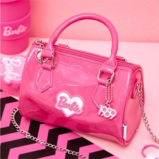 MOUSOON Barbie bag กระเป๋าสะพายไหล่ผู้หญิง Barbie Girl กระเป๋าถือเคลือบมันหนังสิทธิบัตร