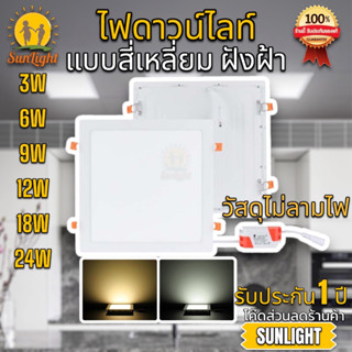 โคมดาวไลท์ 3W  6W  9W  12W  18W  24W แบบสี่เหลี่ยม ฝังฝ้าเพดาน โคมพาแนล Panel Downlight