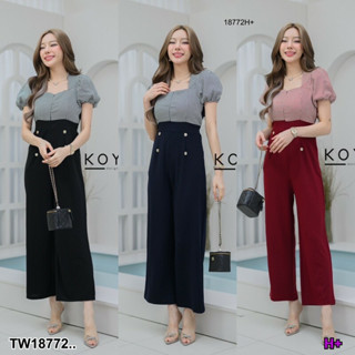 TW18772 Jumpsuit จั้มสูทขายาว ซิปหน้าขายาว