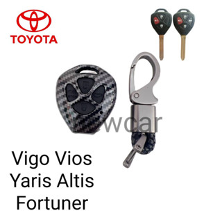 เคสเคฟล่าหุ้มกุญแจรีโมทรถรุ่น Toyota vigo vios yaris altis fortuner 3 4ปุ่มพร้อมพวงกุญแจ