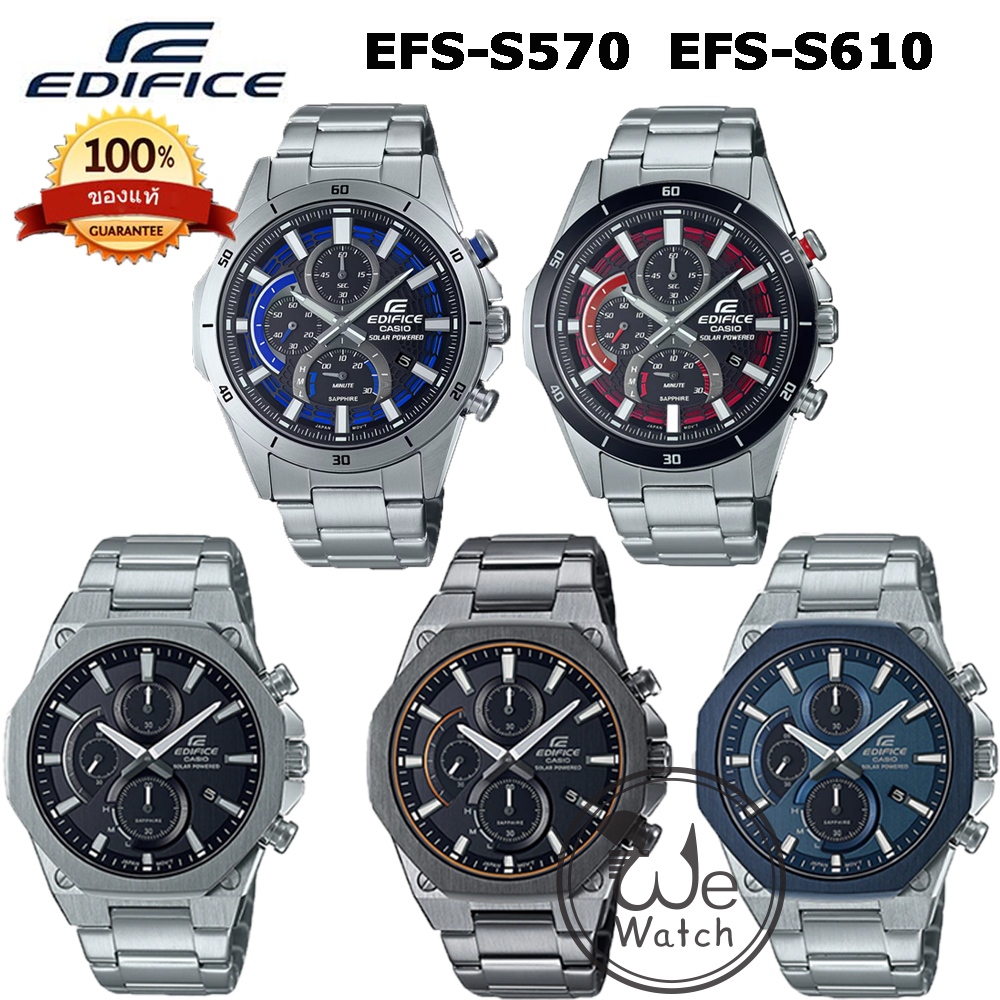 CASIO Edifice รุ่น EFS-S570 EFS-S610 พลังงานแสง ตัวเรือนบาง โครโนกราฟ แซฟไฟร์ ประกัน CMG 1 ปี EFS EF