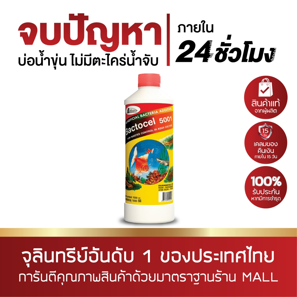 [แพ็กคู่สุดคุ้ม]  BACTOCEL 5001 แบคโตเซล 1000cc น้ำยาดับกลิ่น รักษาสภาพน้ำ ในบ่อปลา น้ำมีกลิ่นเหม็น ลดแอมโมเนีย ไนไตรท์