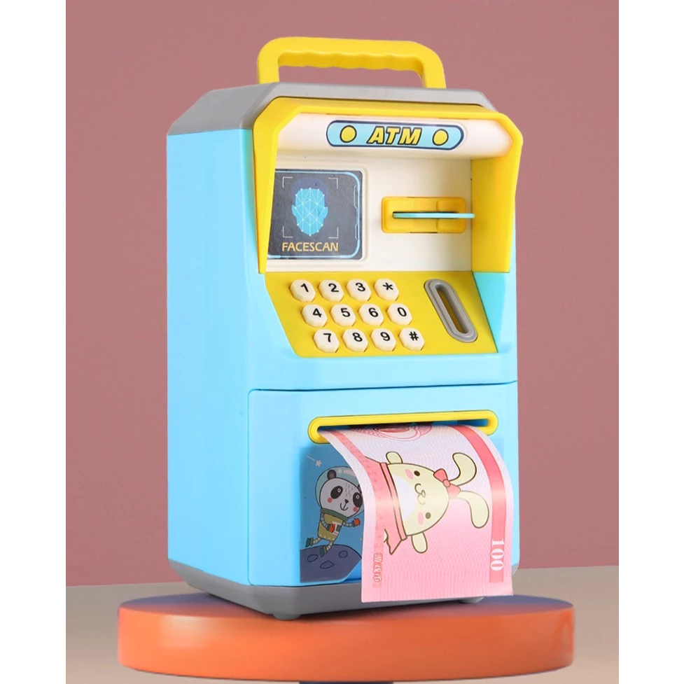 ออมสิน ATM ดูดแบงค์อัตโนมัต กระปุกออมสินตู้เซฟ มีรหัสสามารถสแกนลายนิ้วมือ มีเสียงเพลง