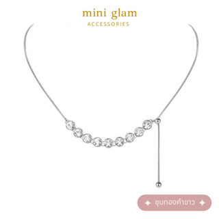 Miniglam Silver Charlotte Crystal Pendant Drop Necklace สร้อยคอคริสตัลสีเงิน รุ่นชาร์ลอต ชุบทองคำขาว