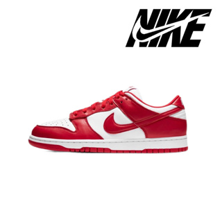 แท้ 100% Nike SB Dunk Low SP "University Red" รองเท้าผ้าใบกันลื่นสีขาวแดงกันลื่น