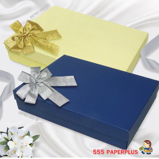 555paperplus ริบบิ้น โบว์สำเร็จรูป 8-12ซม.(ยกแพ็ค10ชิ้น) GD102 โบว์เมทัลลิค ผ้าต่วน โบว์2ชั้น ติดกล่องของขวัญ