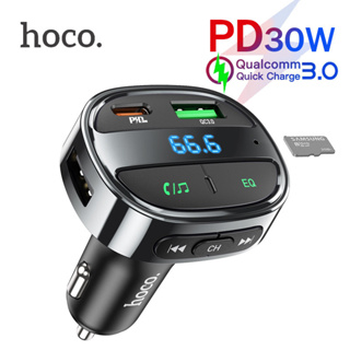 Hoco E70 MP3 อุปกรณ์รับสัญญาณบลูทูธในรถยนต์ PD30W + QC3.0 Car Charger Bluetooth FM Transmitter