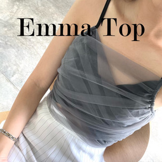 Renna | Emma Top🐩 เสื้อครอปสายเดี่ยว ตกแต่งผ้าซีทรูไขว่หน้า🥣🫘(🥯พร้อมส่ง)