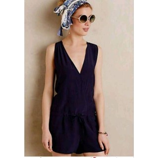 H: Black Short Wrap Romper