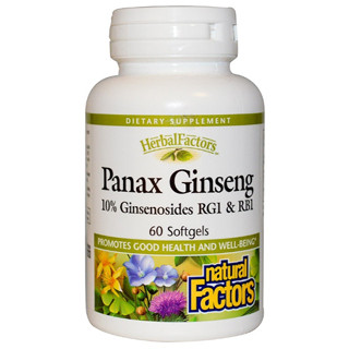 โสมเกาหลีสกัด Natural Factors, Panax Ginseng, 60 Softgels