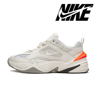 Nike M2K Tekno Non-slip Low Top White Orange Dad Shoes รองเท้าผ้าใบ